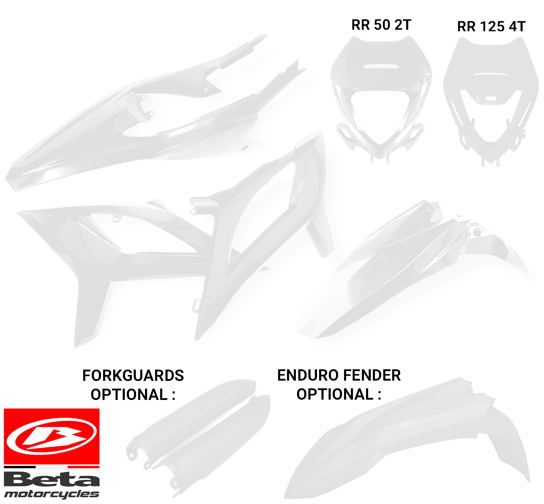 Beta RR 50 - 125LC - 125 4T 2021-2025 Full Plastic Kit